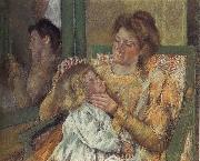 Mary Cassatt Mother doing up daughter-s hair USA oil painting reproduction